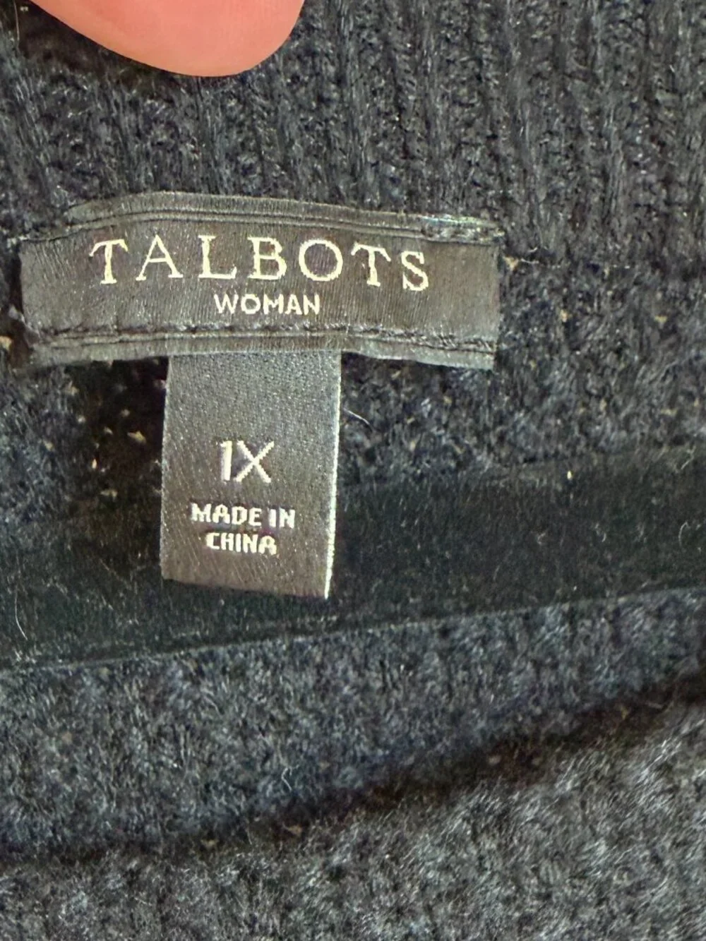 Talbots Lambswool Blend Bell Sleeve Ribbon Bow Cuff Black Knit Sweater 1X